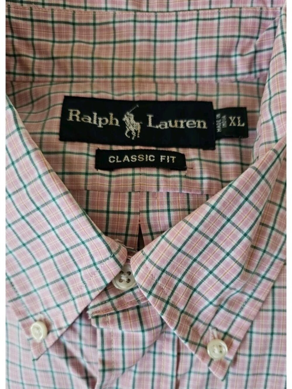 Polo Ralph Lauren Mens XL Classic Fit Plaid Short Sleeve Shirt Pink Green Cotton